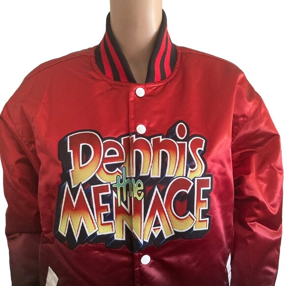 Dennis The Menace Satin Bomber Jacket Mens Med Headgear Classics Satin Retro - Picture 8 of 13